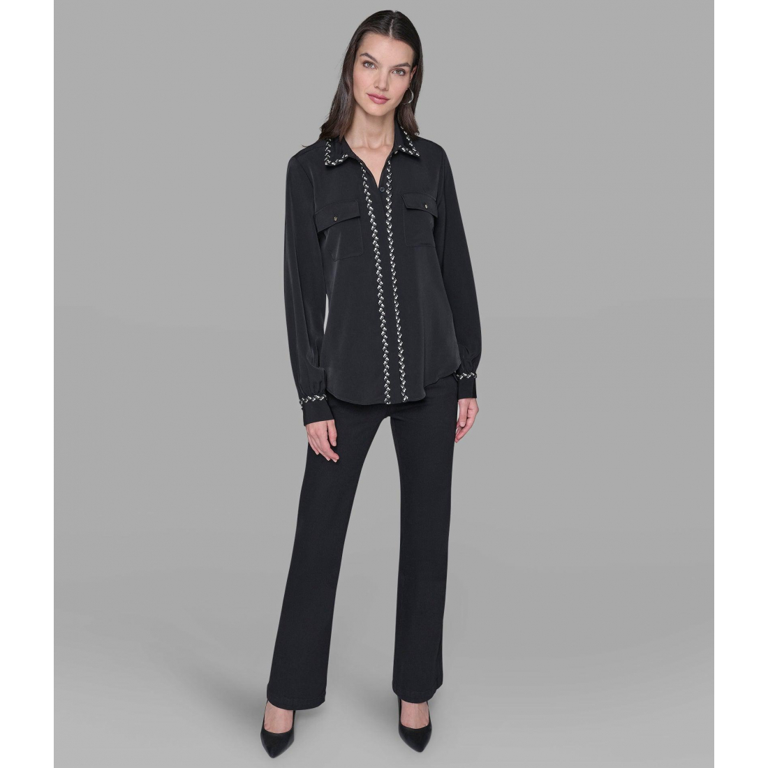 'Soft Blouse With Tweed Trim' pour Femmes