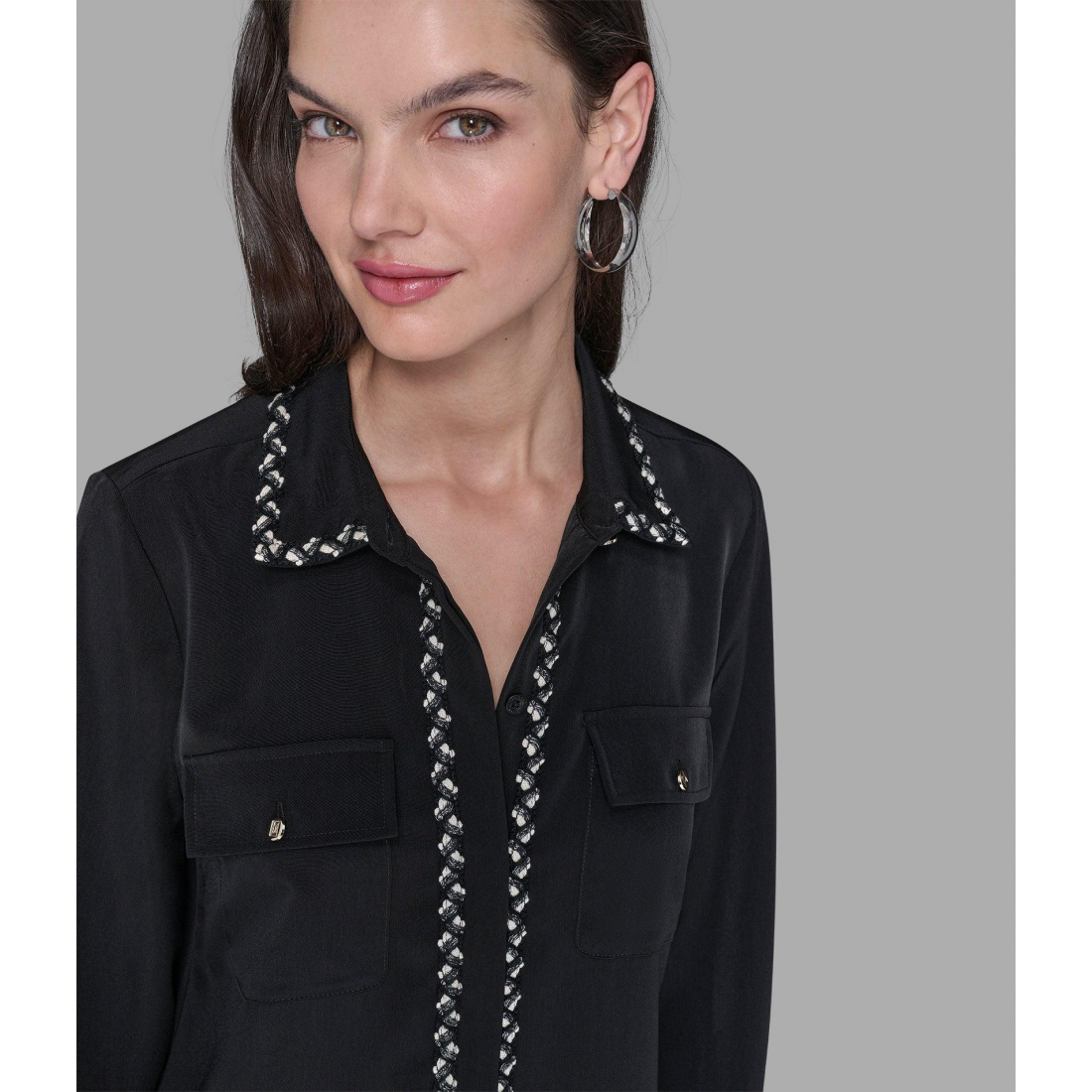 'Soft Blouse With Tweed Trim' pour Femmes