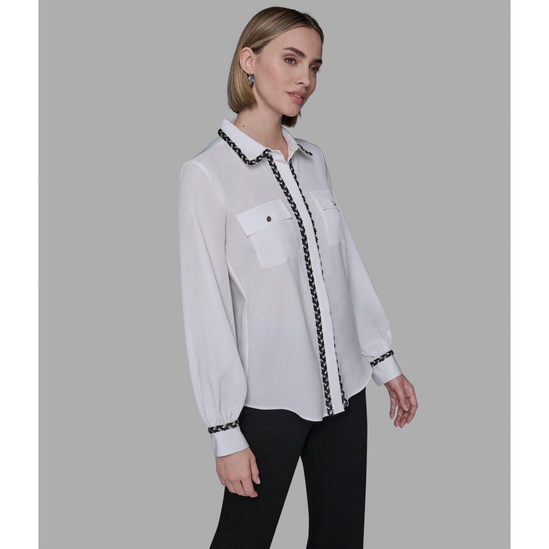 'Soft Blouse With Tweed Trim' für Damen