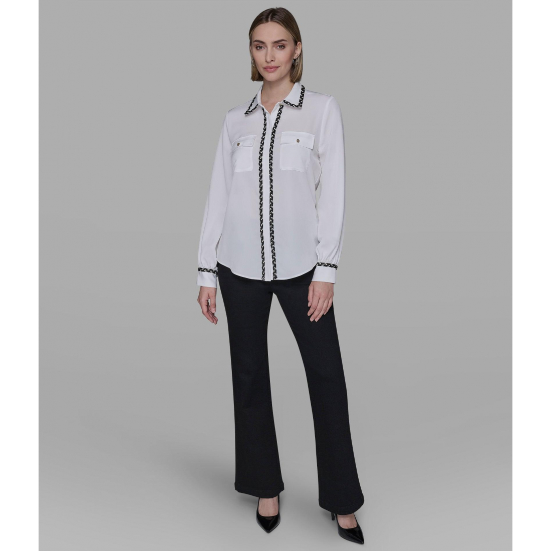 'Soft Blouse With Tweed Trim' für Damen