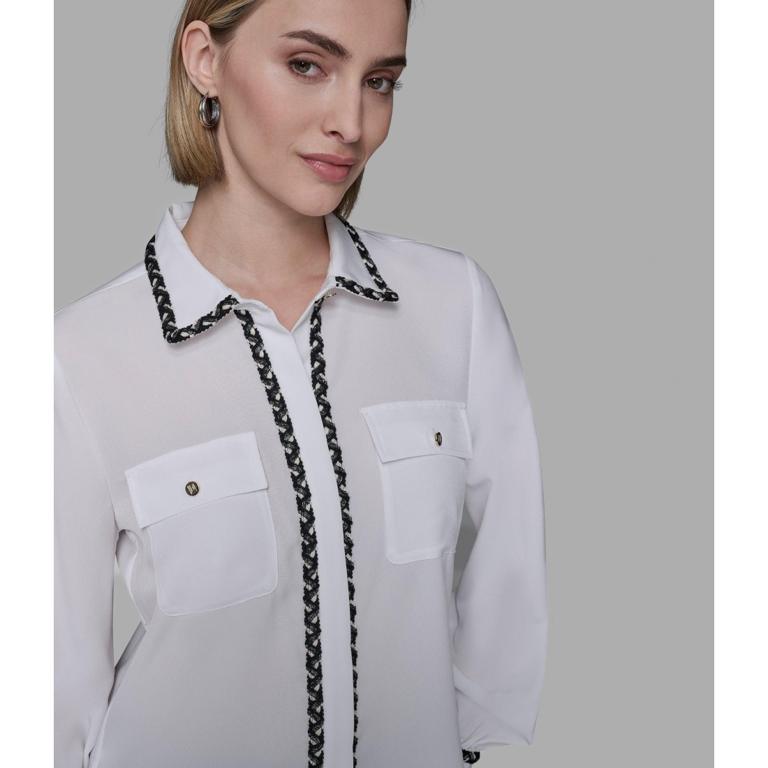 'Soft Blouse With Tweed Trim' für Damen