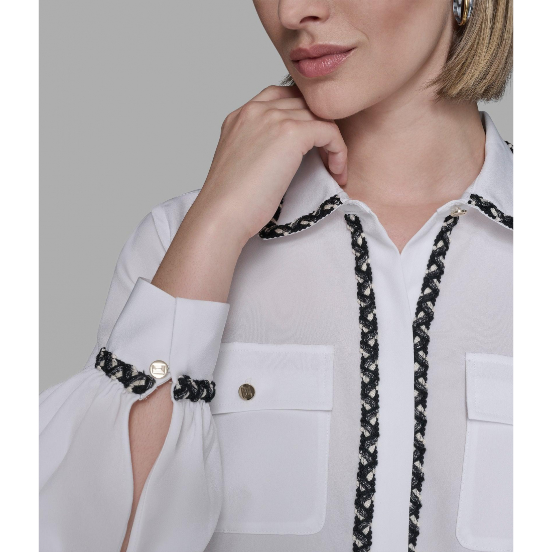 'Soft Blouse With Tweed Trim' für Damen