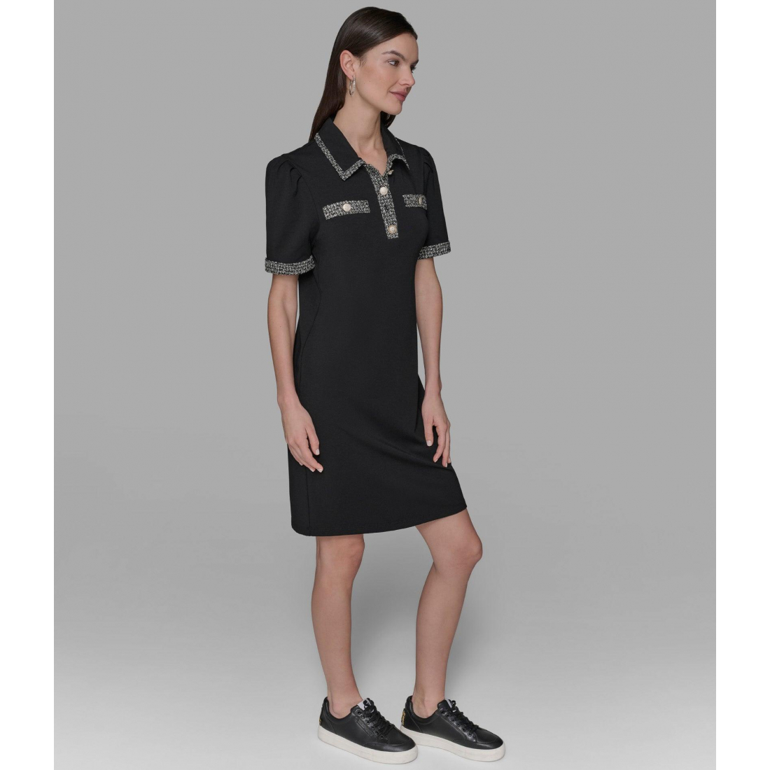 'Tweed Trim Polo Dress' für Damen