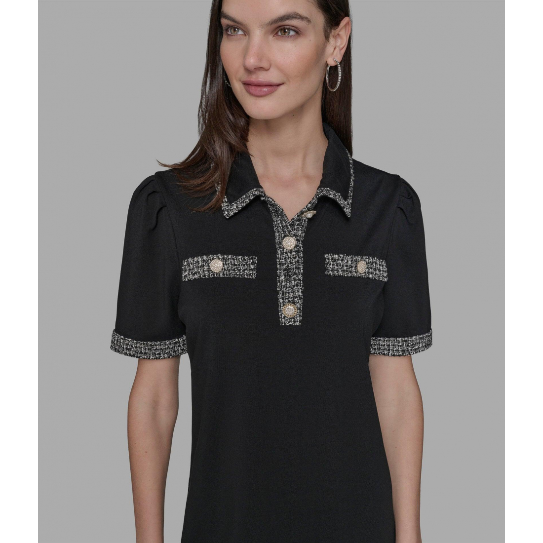 'Tweed Trim Polo Dress' für Damen