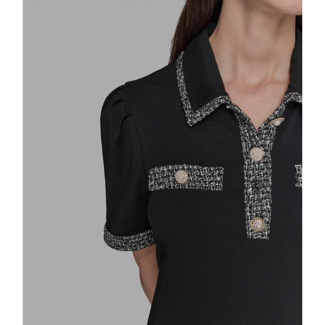 'Tweed Trim Polo Dress' für Damen