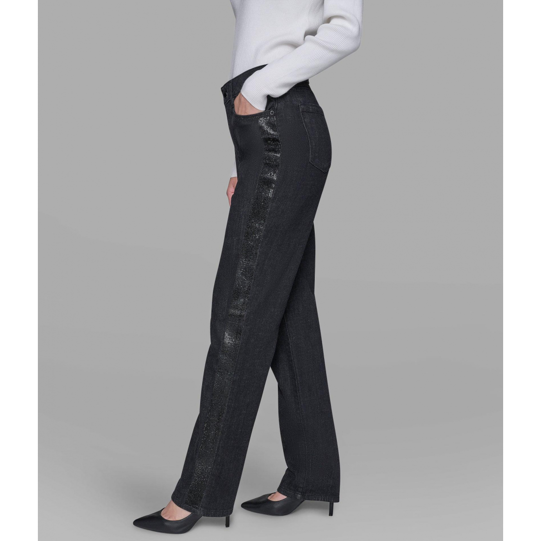 'Rhinestone Trim Jean' pour Femmes