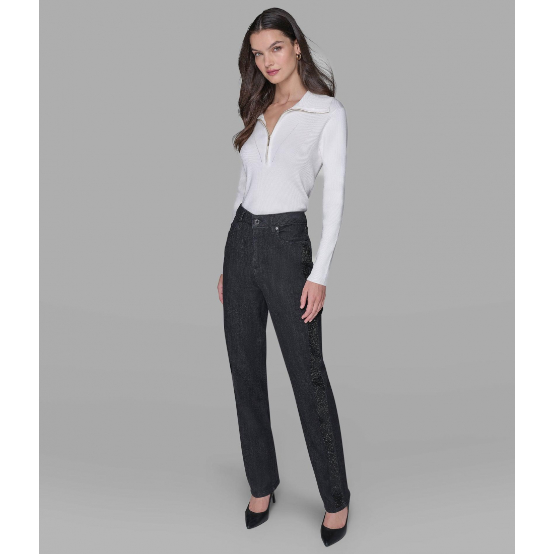 'Rhinestone Trim Jean' pour Femmes