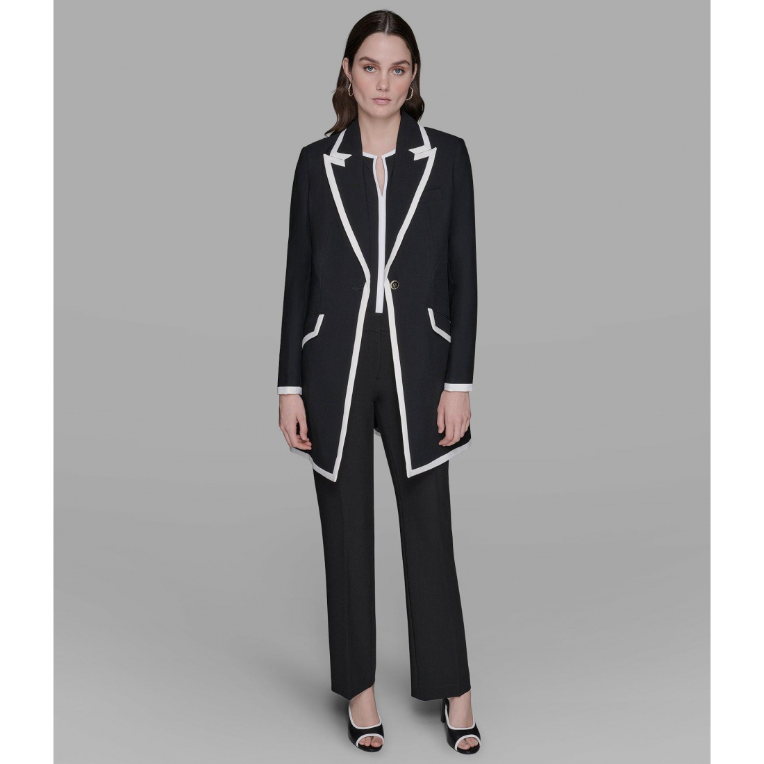 'Contrast Trim Overcoat' pour Femmes