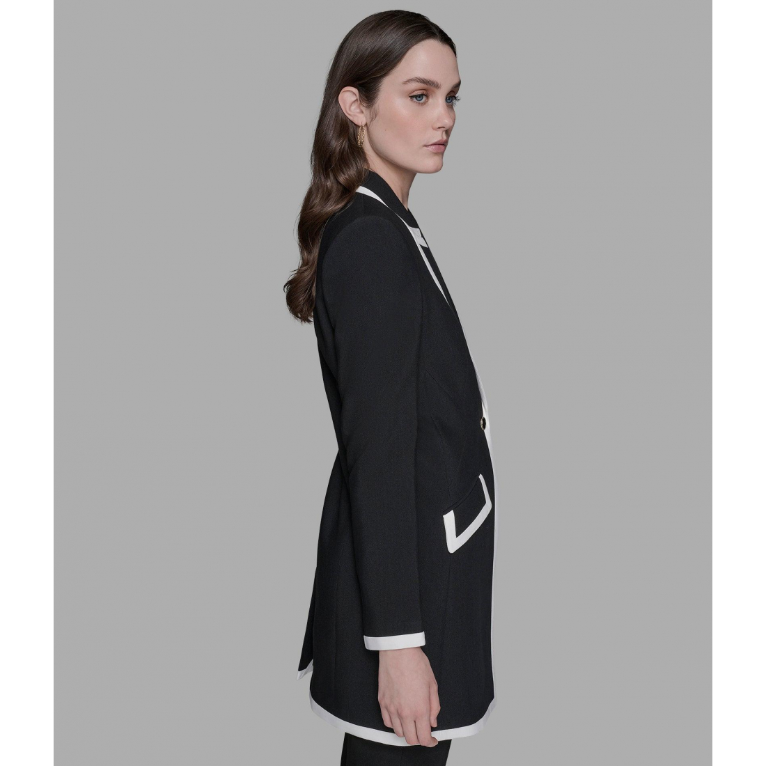 'Contrast Trim Overcoat' pour Femmes
