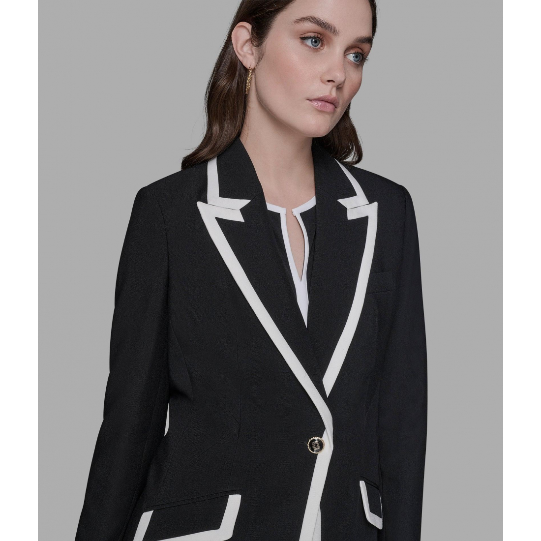 'Contrast Trim Overcoat' pour Femmes