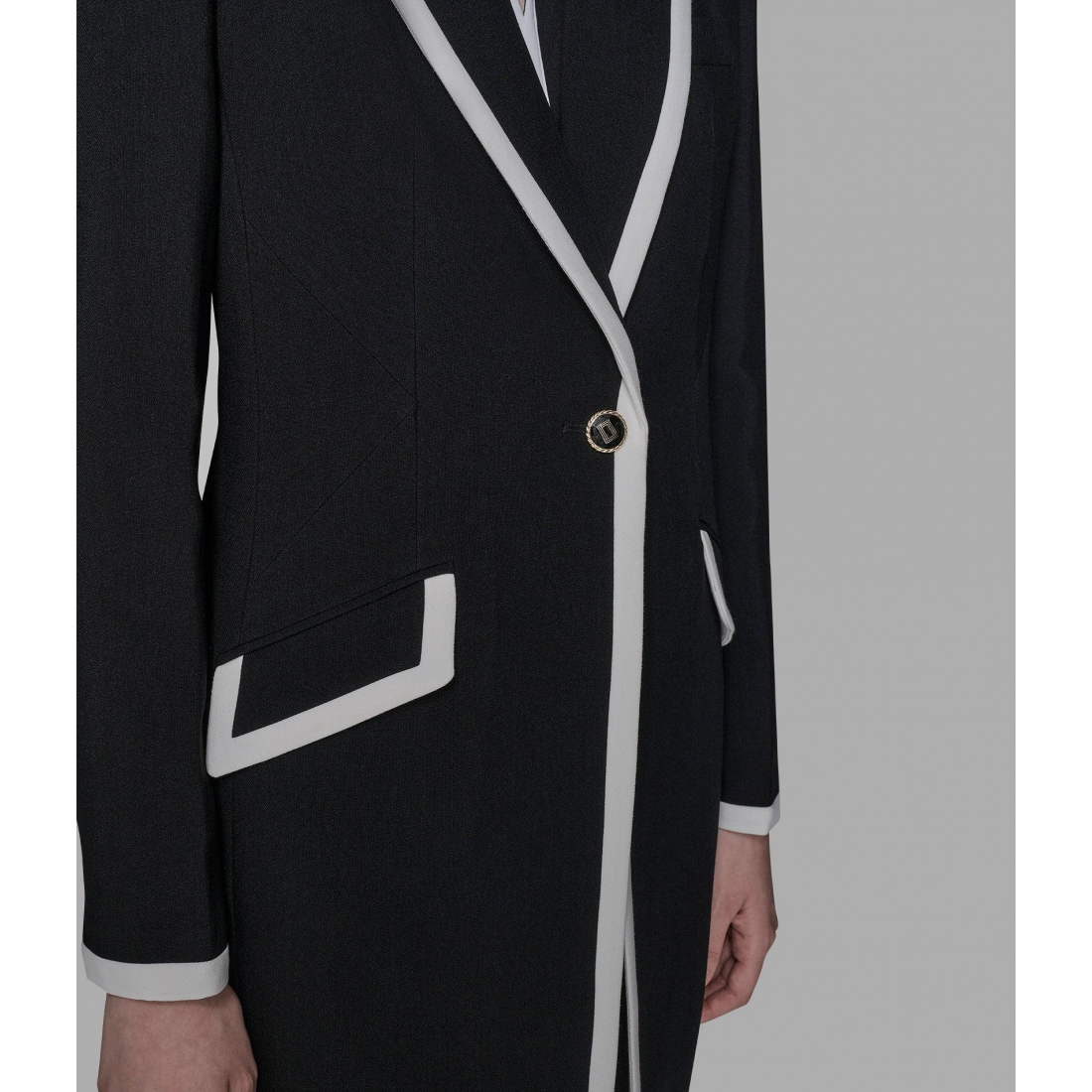 'Contrast Trim Overcoat' pour Femmes