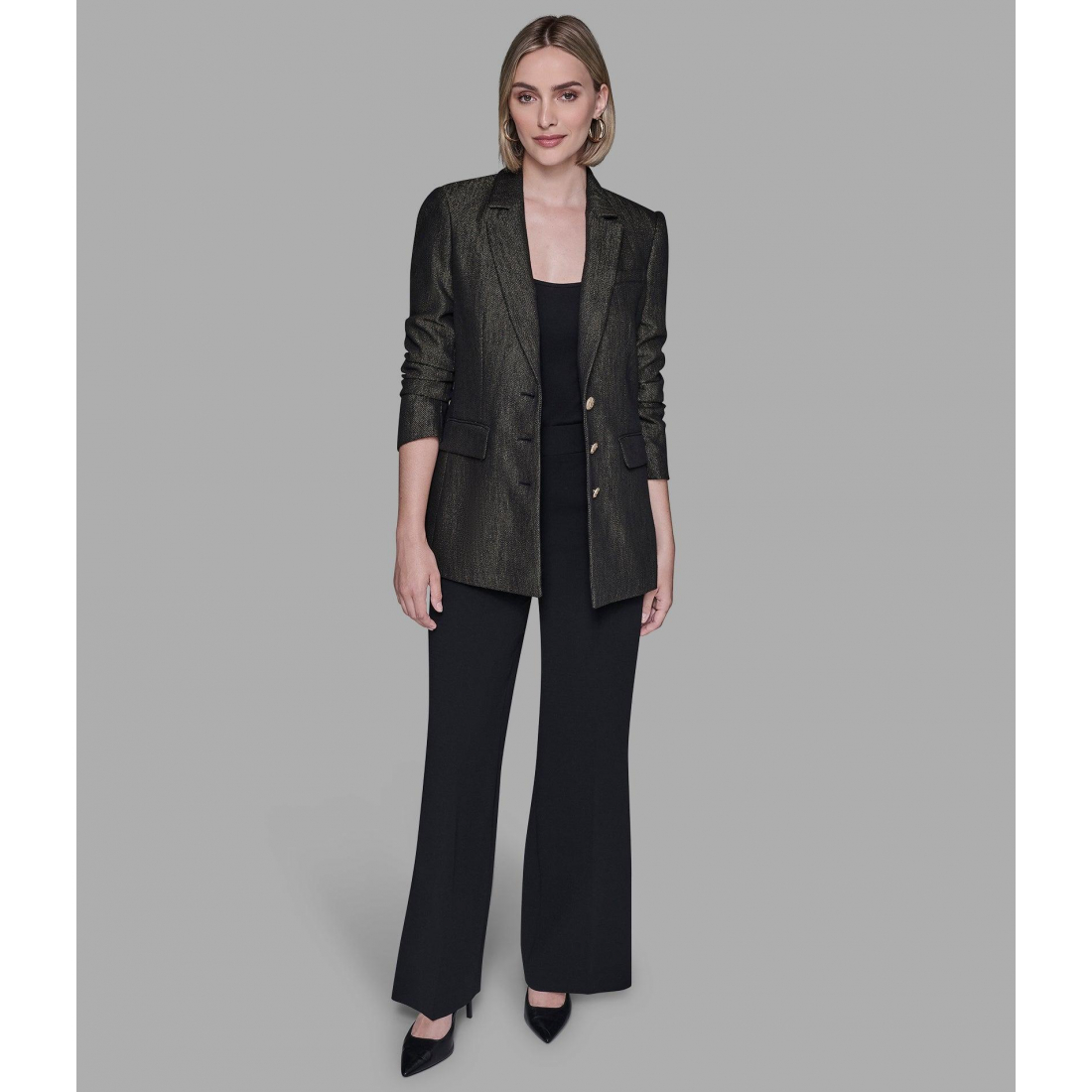 'Ruched Sleeve Shimmer Blazer' für Damen