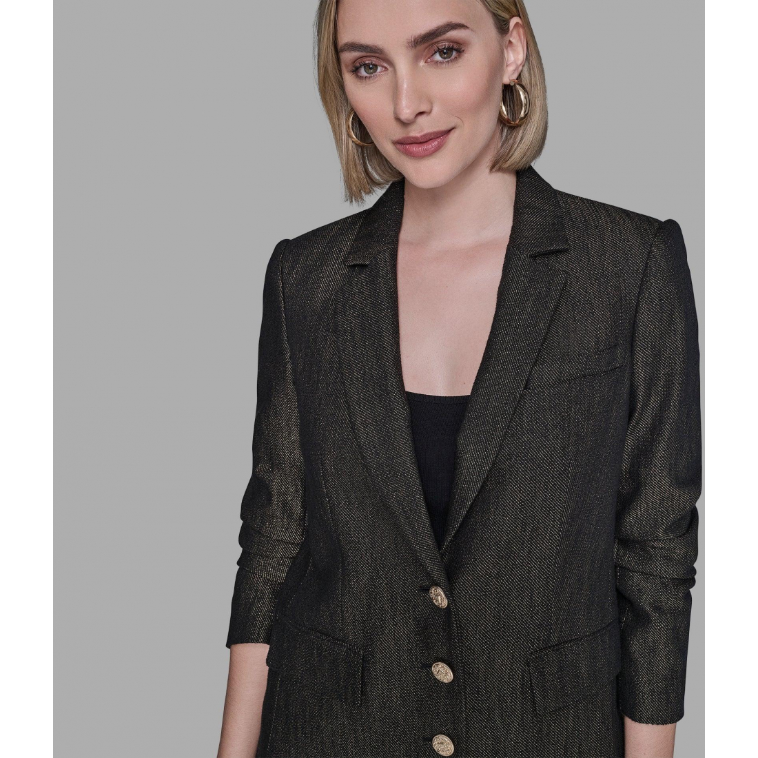 'Ruched Sleeve Shimmer Blazer' für Damen