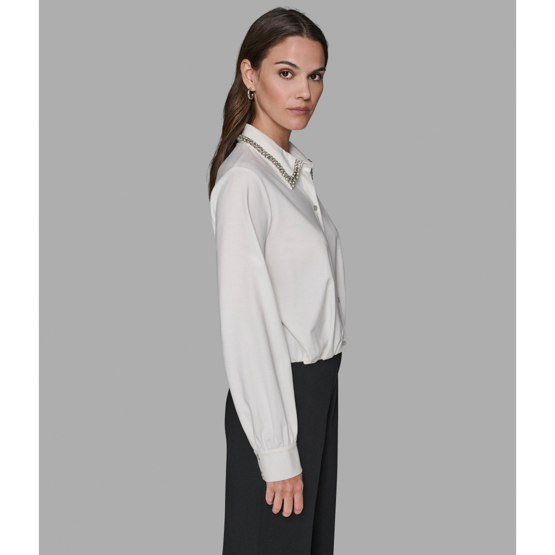 Women's 'Long Sleeve Embellished Satin Blouse'