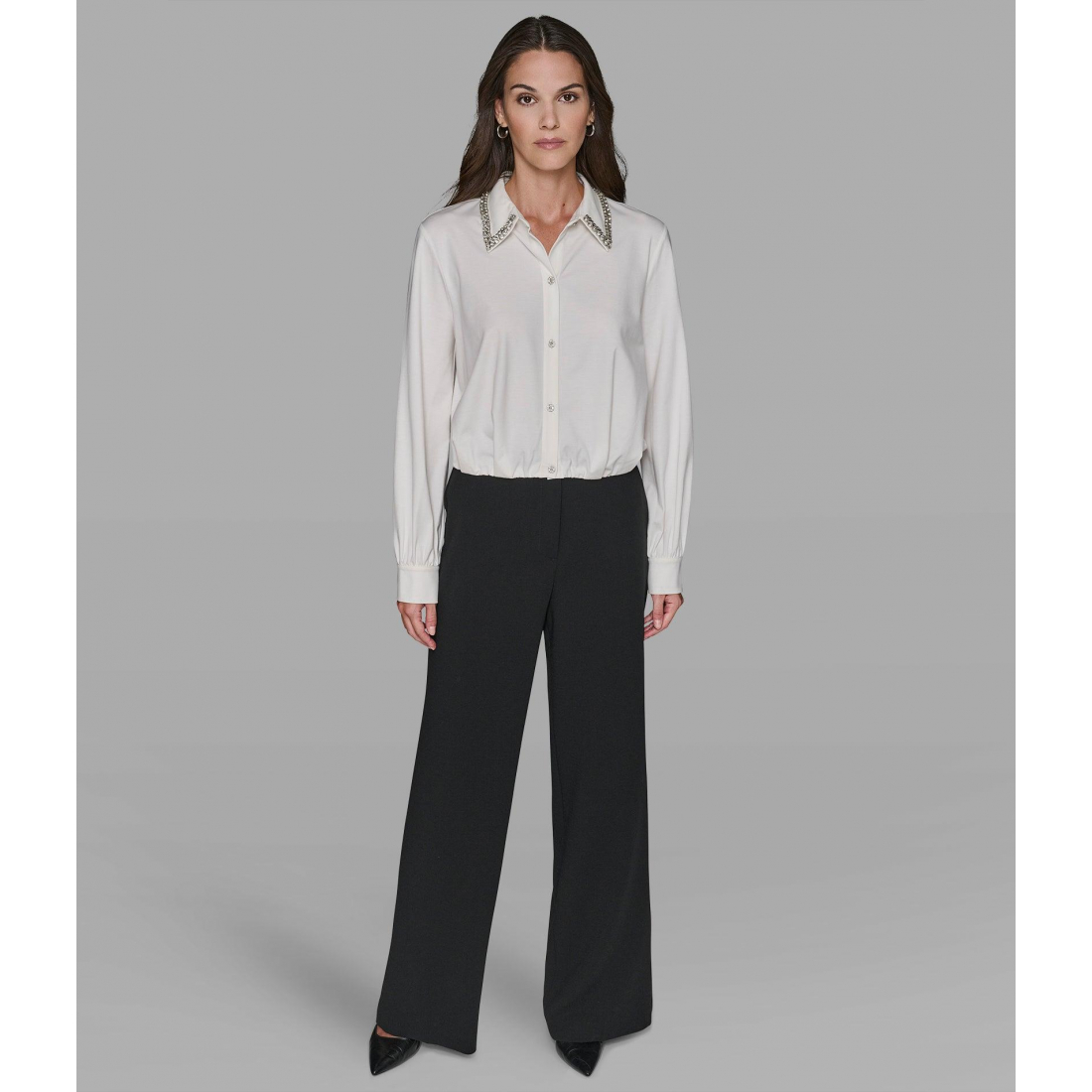 Women's 'Long Sleeve Embellished Satin Blouse'