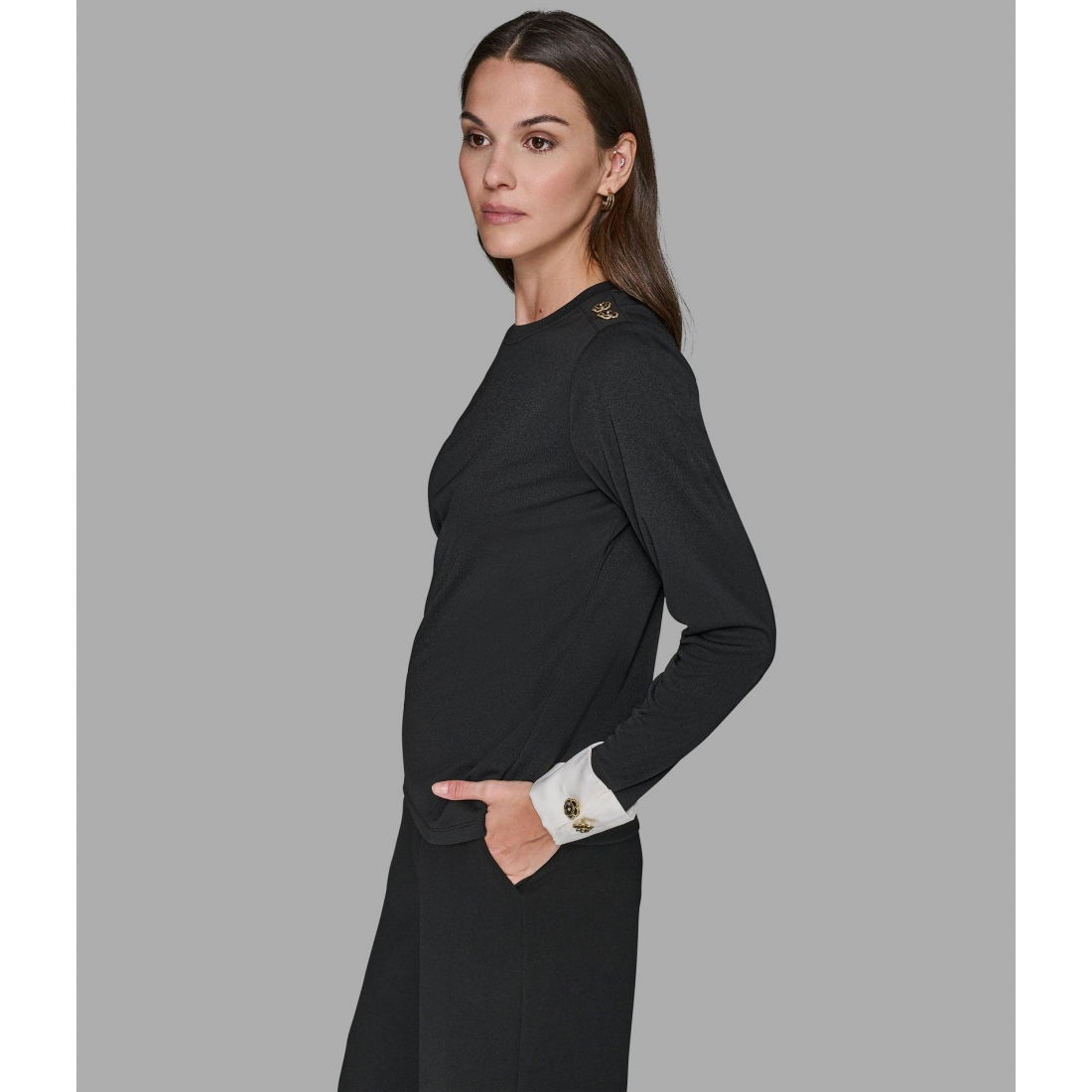 'Knit Top With Floral Buttons' für Damen