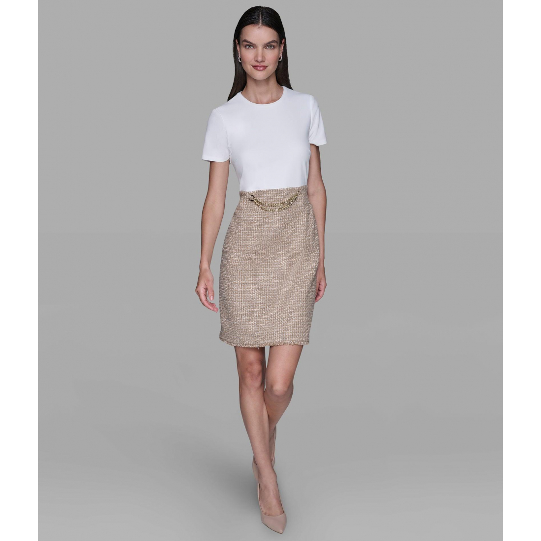 'Chain-Embellished Tweed Co-Ord Dress' für Damen