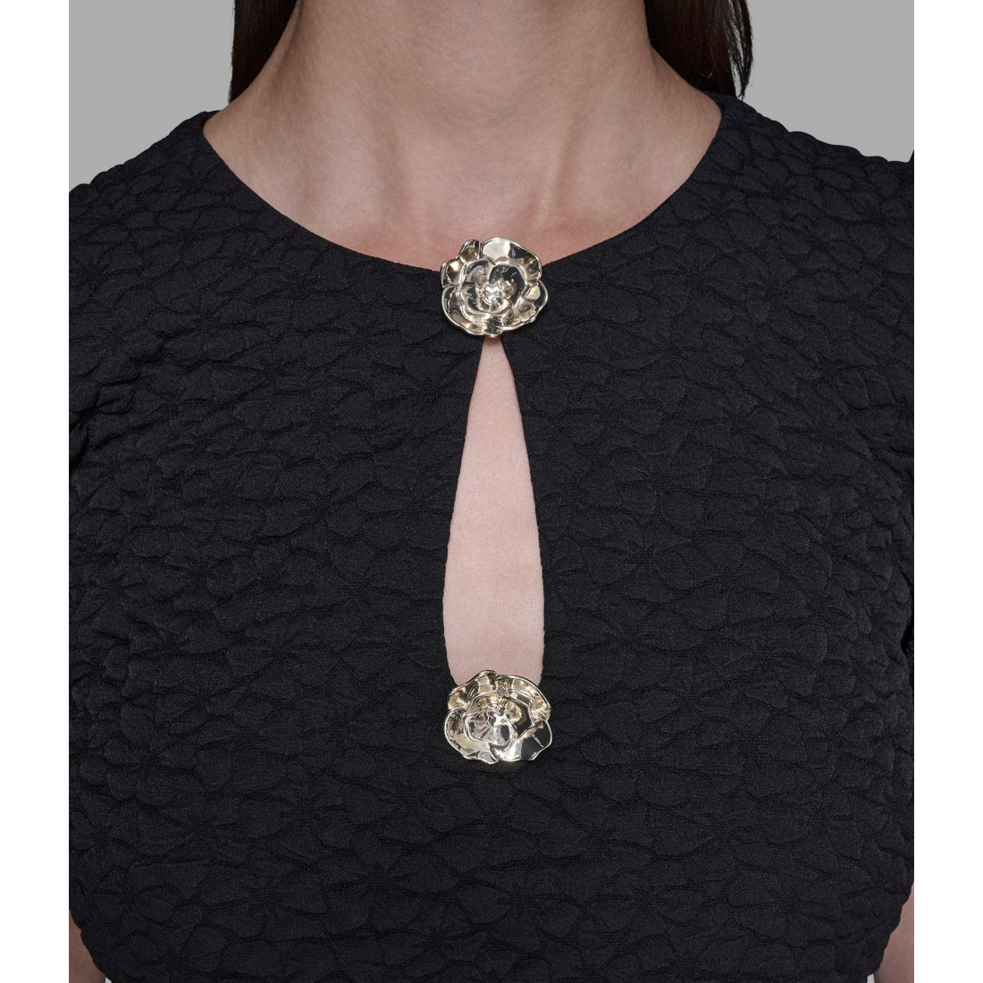 'Floral Jacquard Dress With Puff Sleeves' für Damen