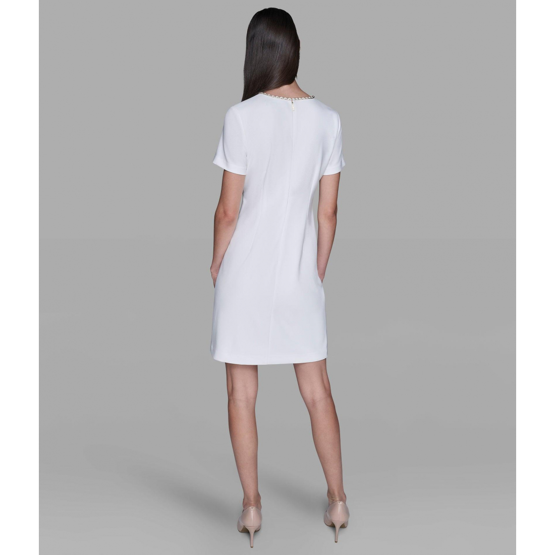 'Scuba Crepe Shift Dress With Chain Trims' für Damen