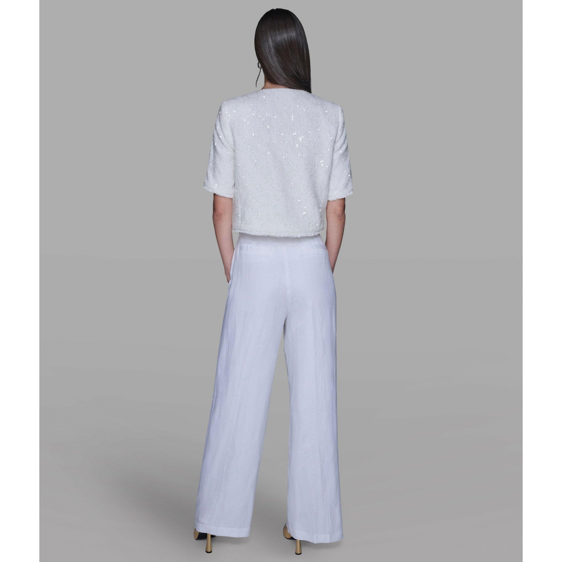 'Short Sleeve Shimmer Tweed Jacket' pour Femmes