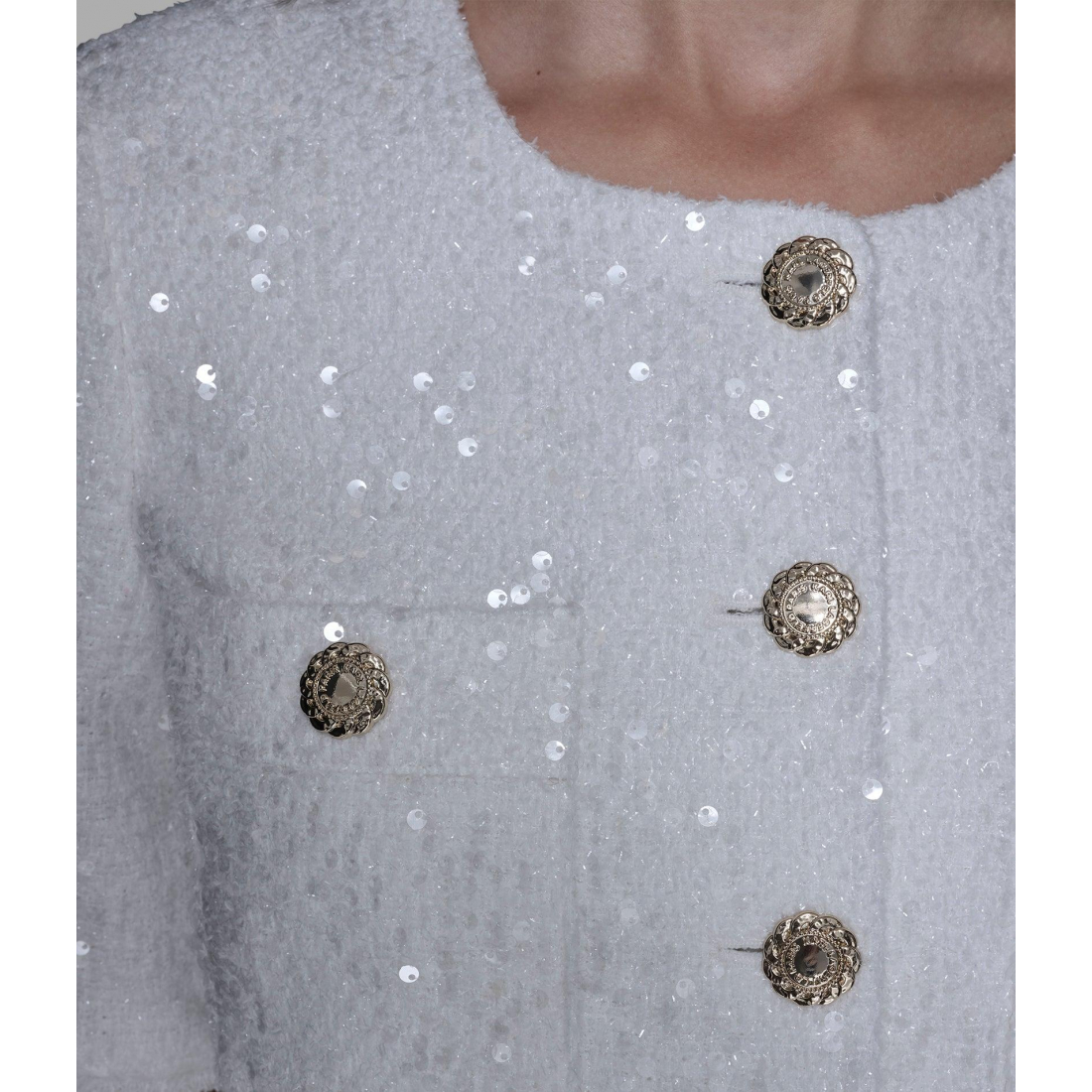 'Short Sleeve Shimmer Tweed Jacket' pour Femmes
