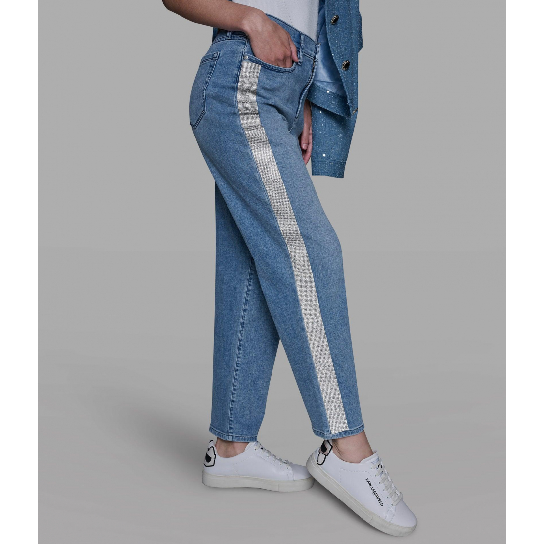 'Rhinestone Trim Jean' pour Femmes
