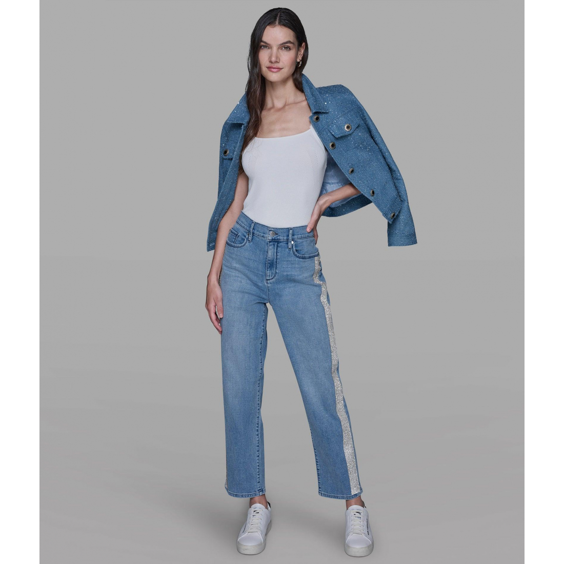 'Rhinestone Trim Jean' pour Femmes