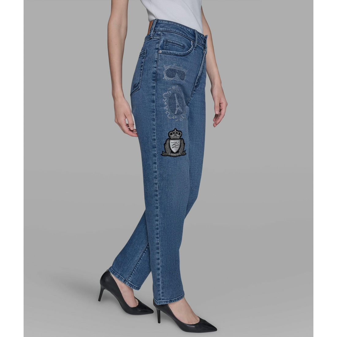 'Straight Leg Jean With Patches' pour Femmes