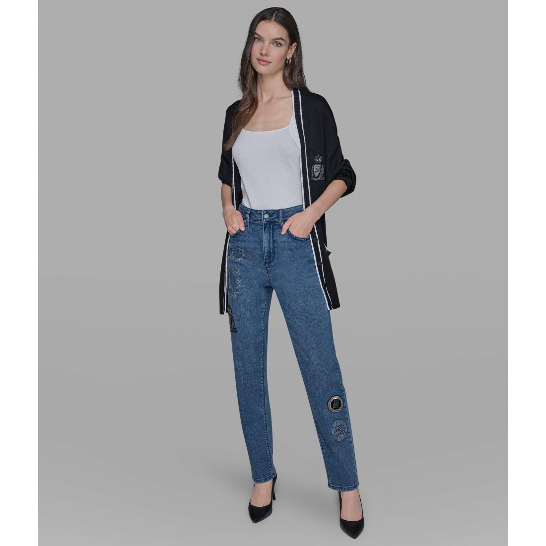 'Straight Leg Jean With Patches' pour Femmes
