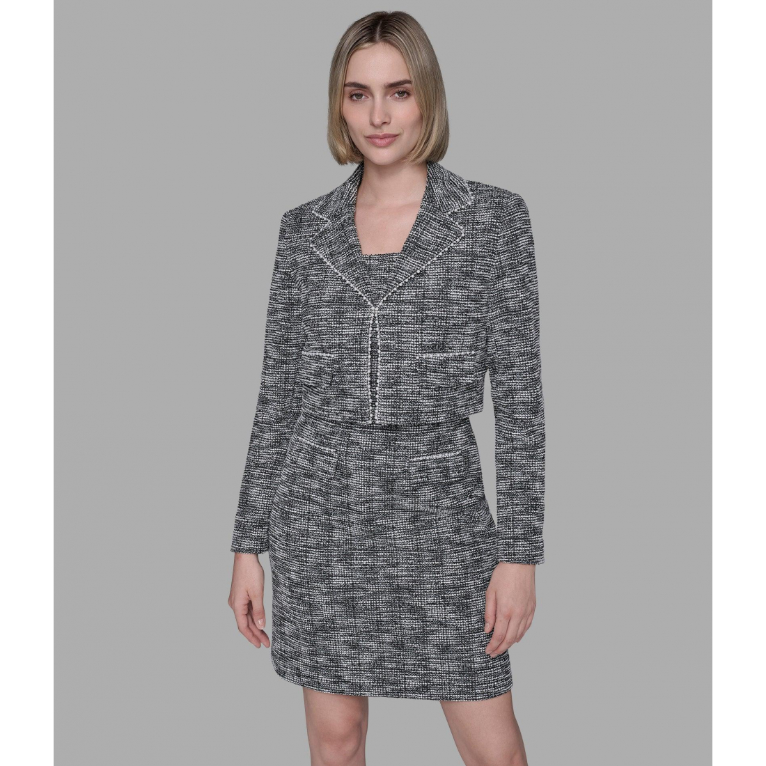 'Cropped Metallic Tweed Co-Ord Jacket' pour Femmes