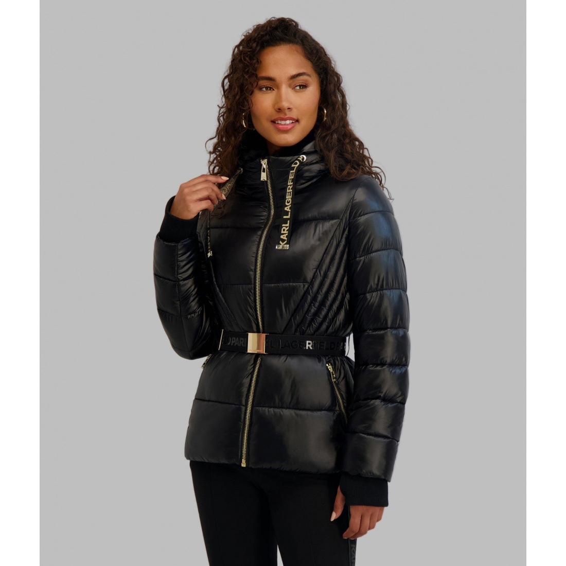 'Short Belted Puffer Jacket' pour Femmes