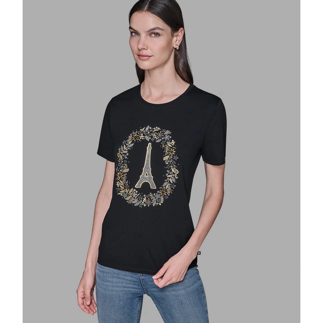 'Embellished Eiffel Tower Tee' pour Femmes