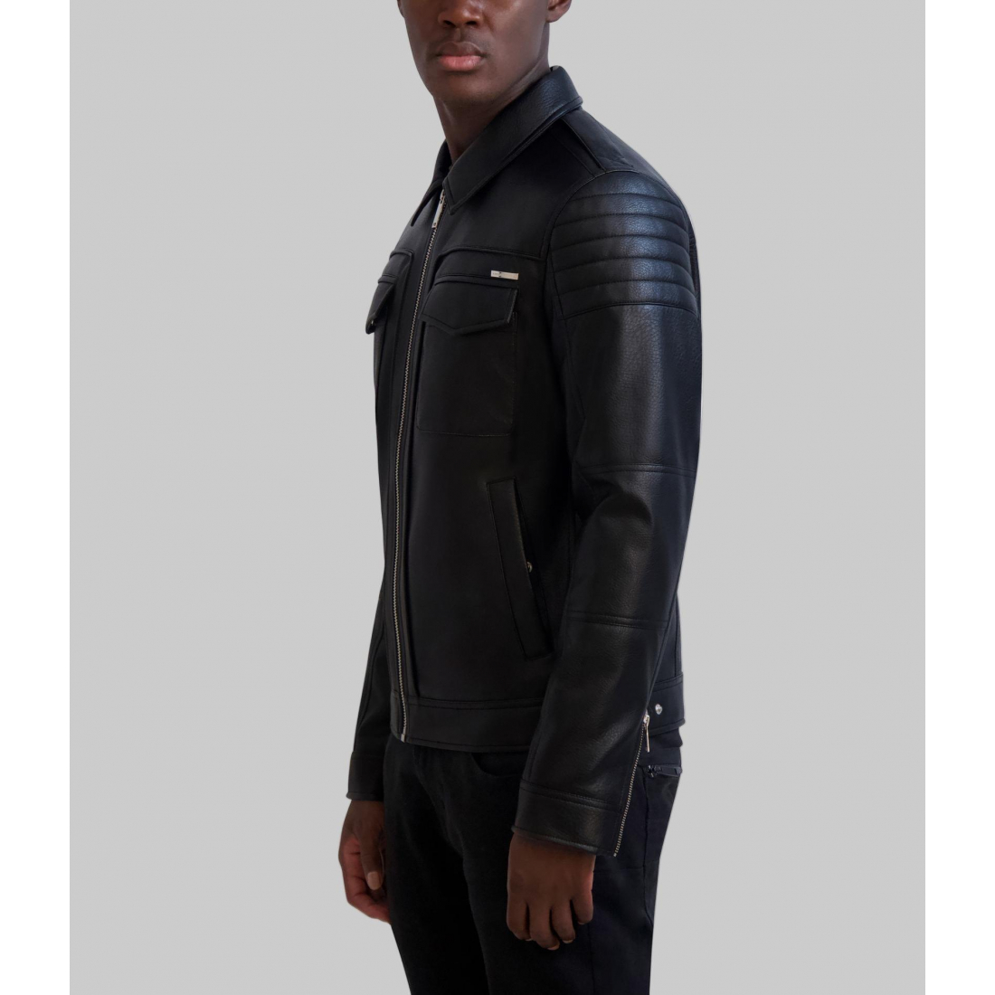 'Collared Leather Jacket' für Herren