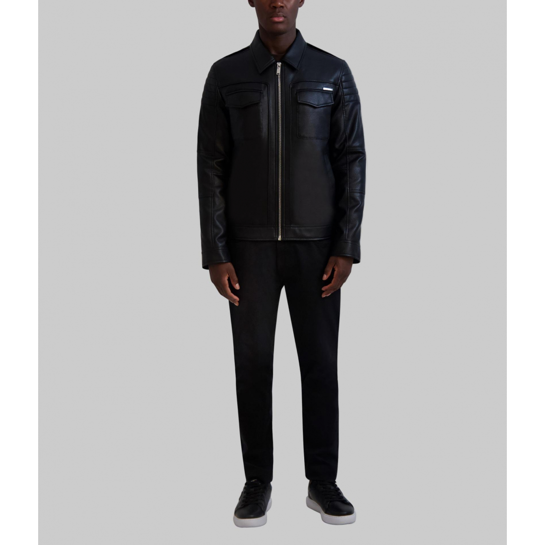 'Collared Leather Jacket' für Herren