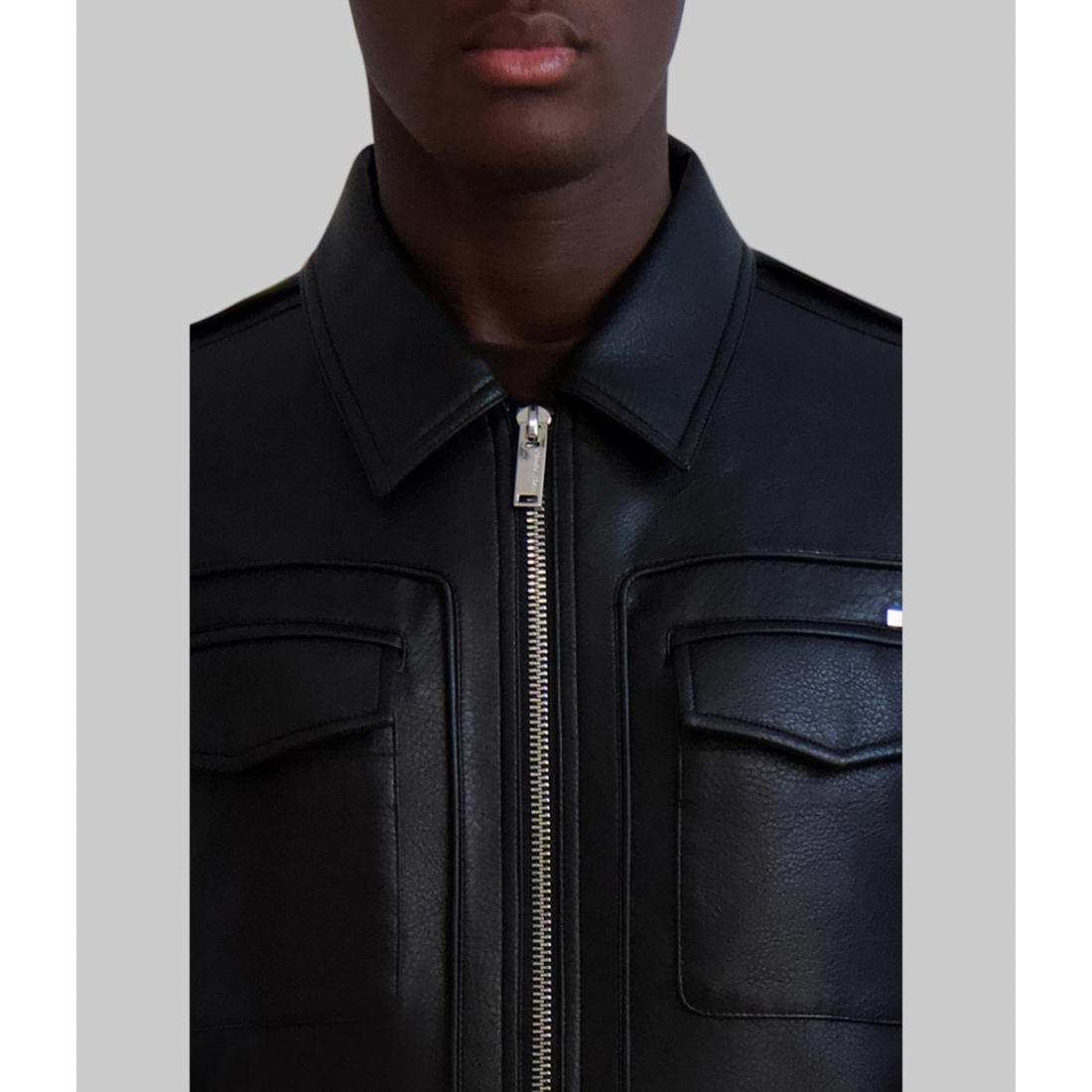 'Collared Leather Jacket' für Herren