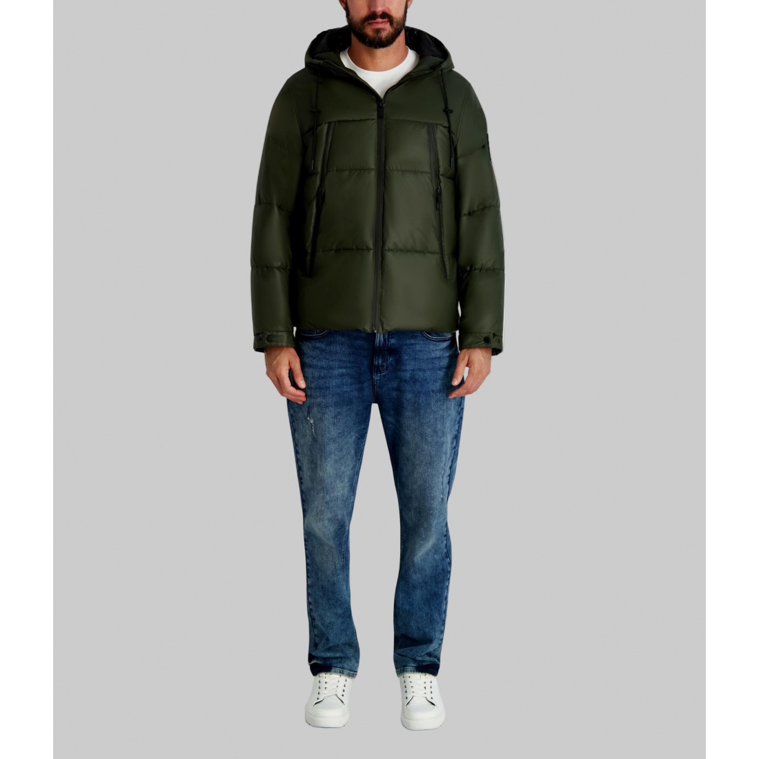 'Mid Weight Hooded Puffer With Pockets' pour Hommes