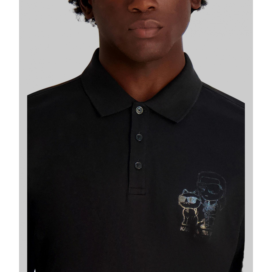 'Pique Polo With Printed Karl And Choupette' für Herren