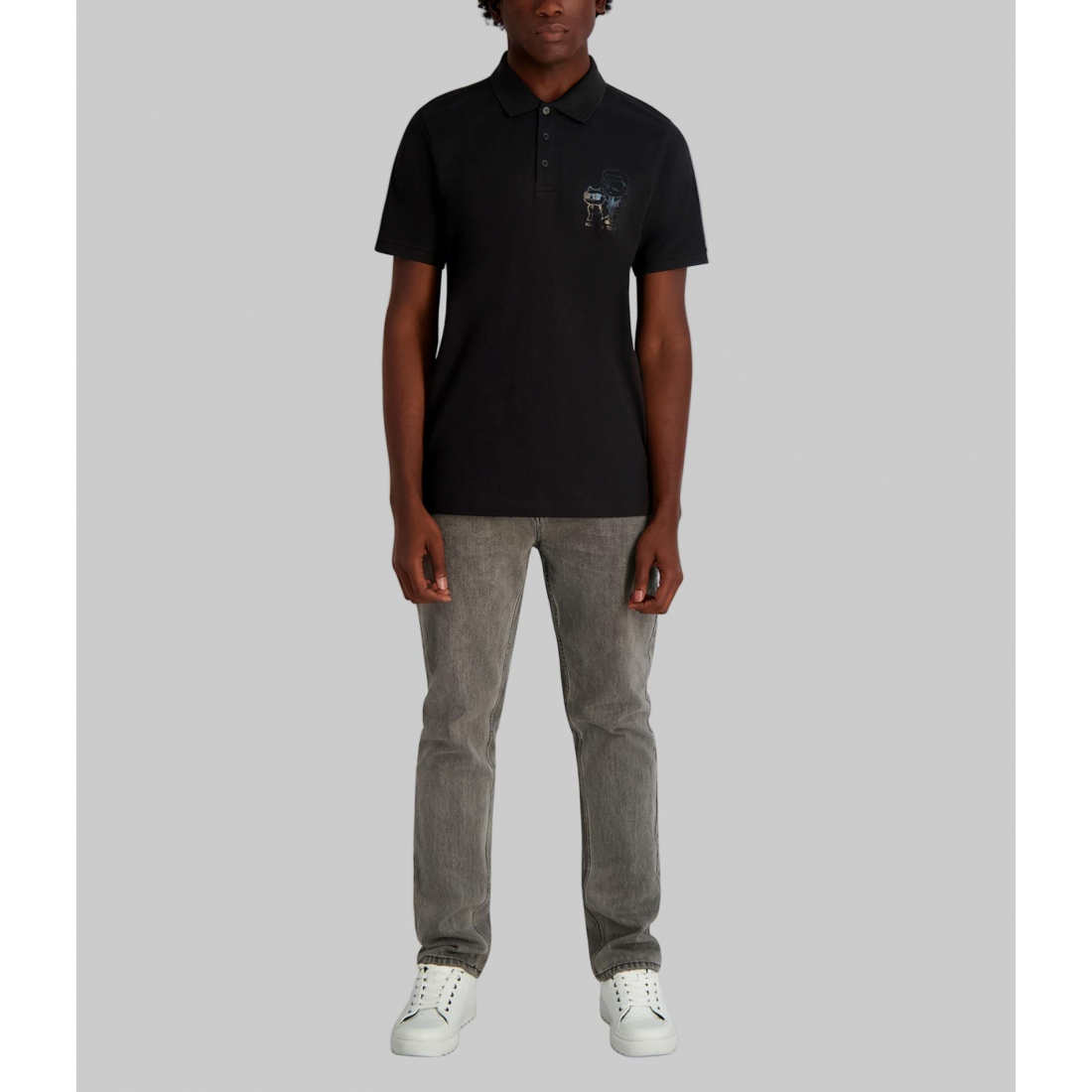 'Pique Polo With Printed Karl And Choupette' für Herren