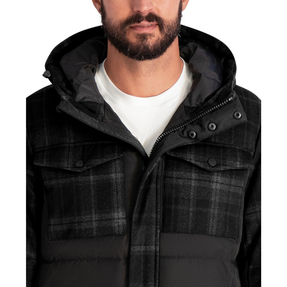 'Mixed Media Hooded Puffer Jacket' für Herren