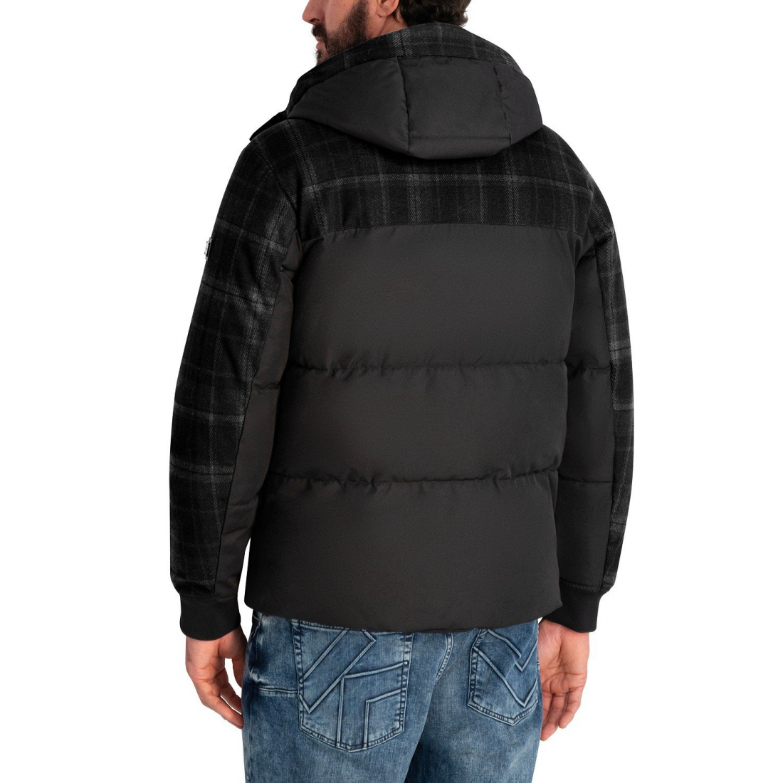 'Mixed Media Hooded Puffer Jacket' für Herren