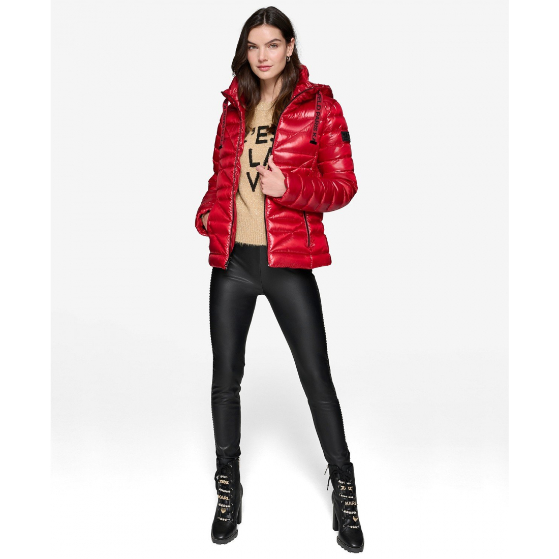 'Drawstring Puffer Coat' für Damen