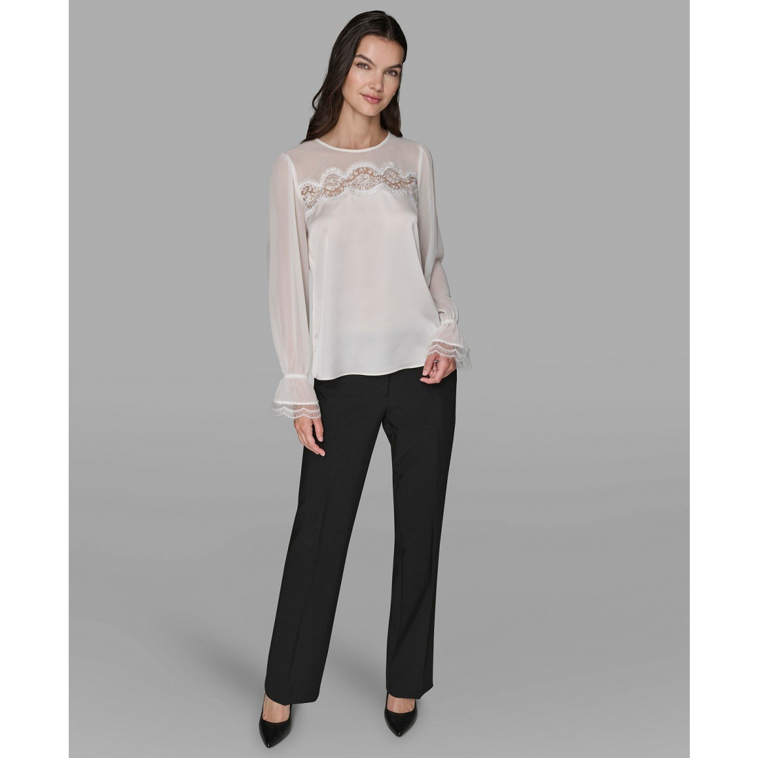 'Long Sleeve Lace Top' pour Femmes
