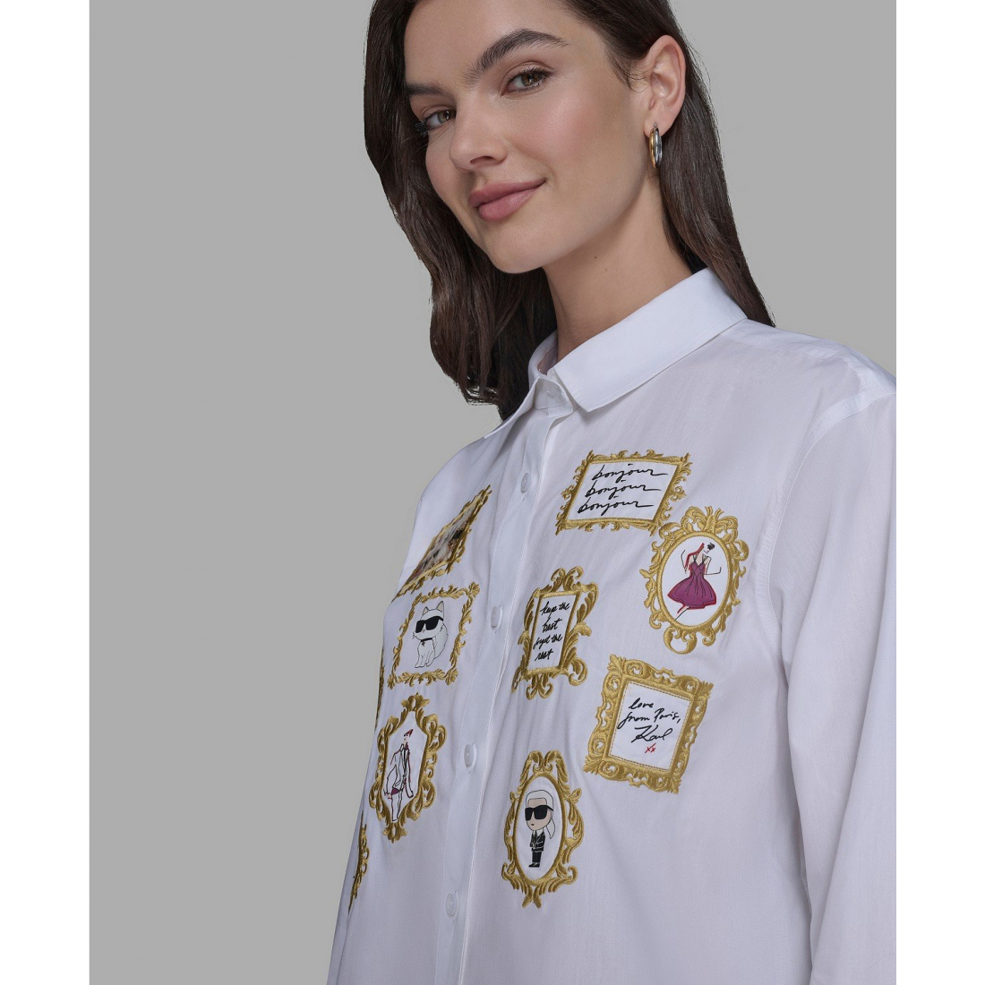 'Portrait Button Down Top' für Damen