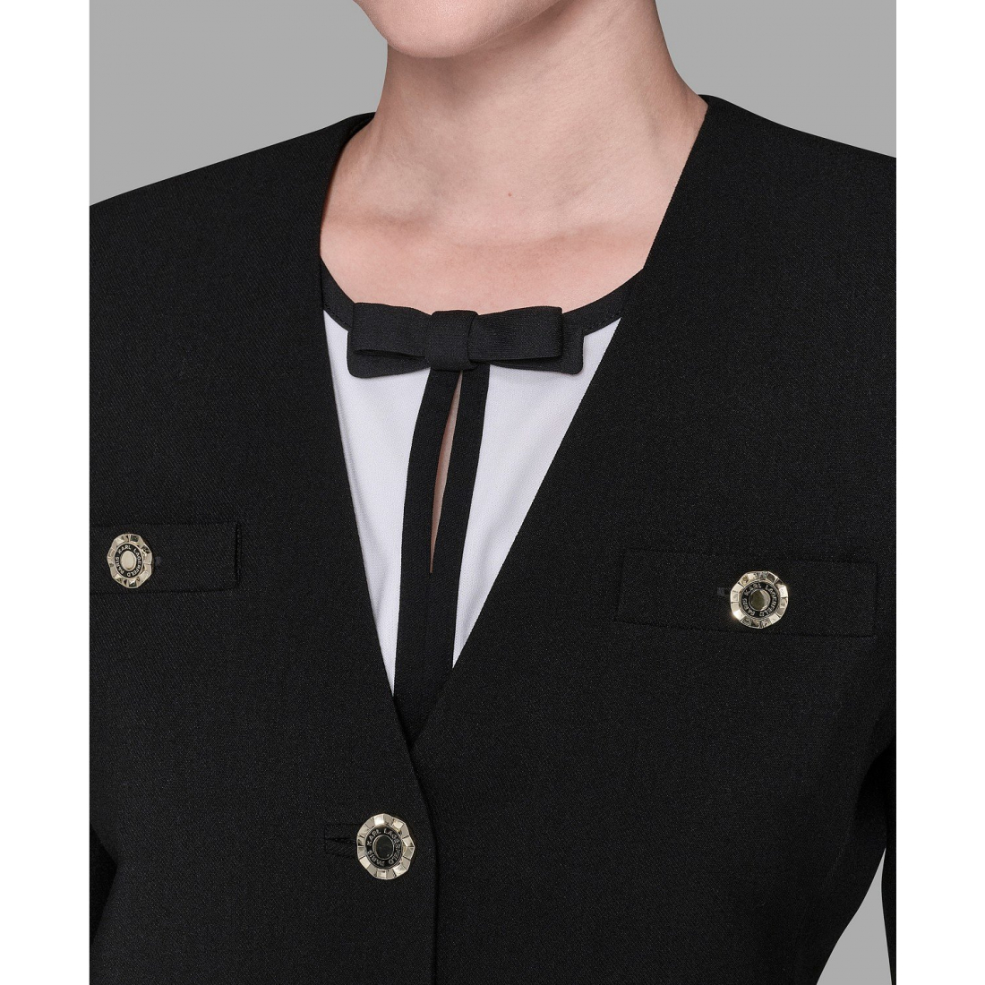 'Collarless 3-Button Front Embellished Jacket' für Damen
