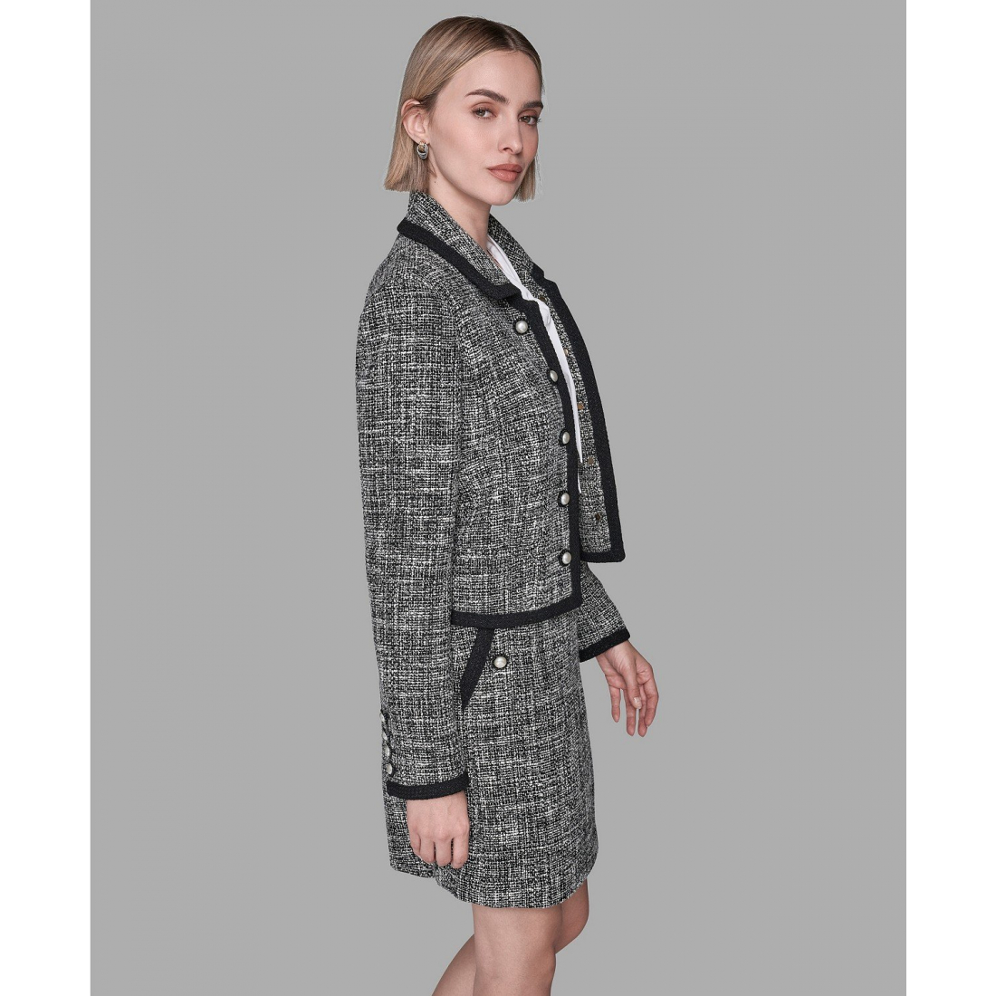 'Collared Open Front Cropped Jacket' für Damen