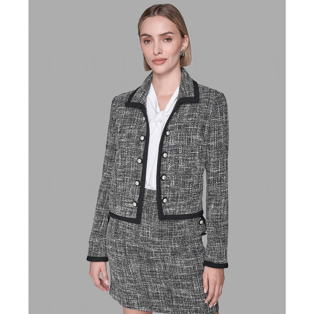 'Collared Open Front Cropped Jacket' für Damen