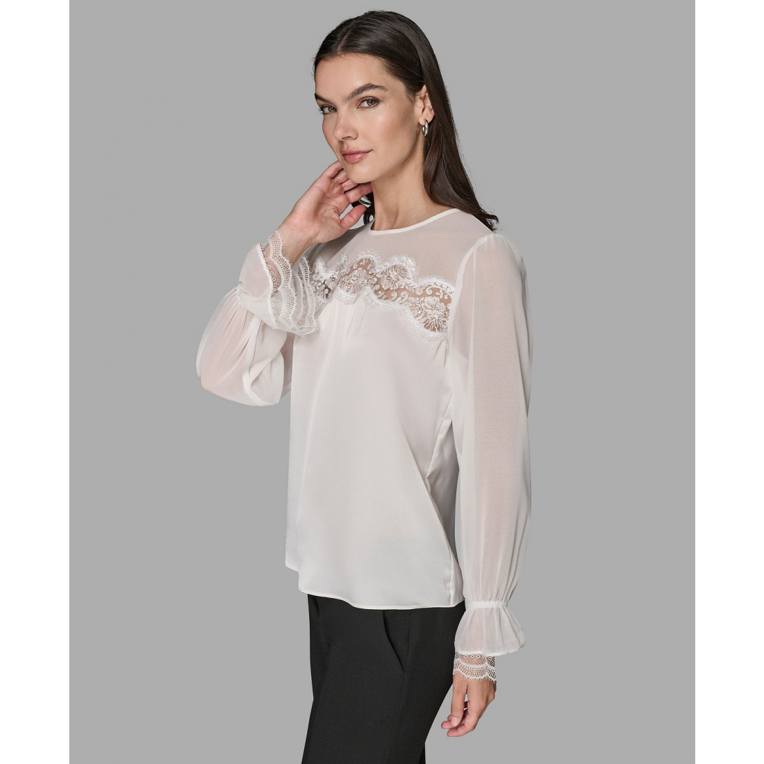 'Long Sleeve Lace Top' pour Femmes