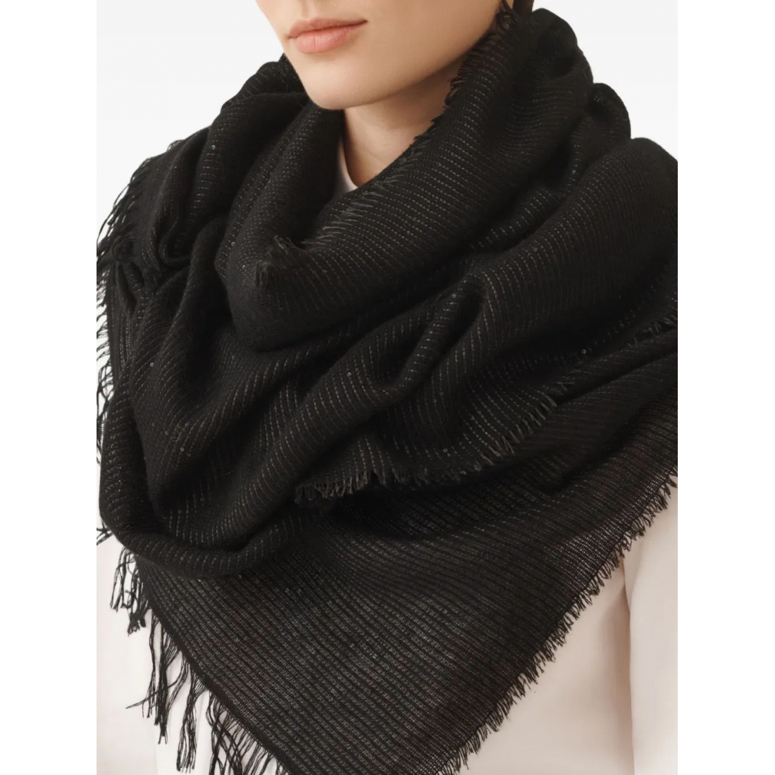 Foulard 'Metallic-Thread Fringed' pour Femmes