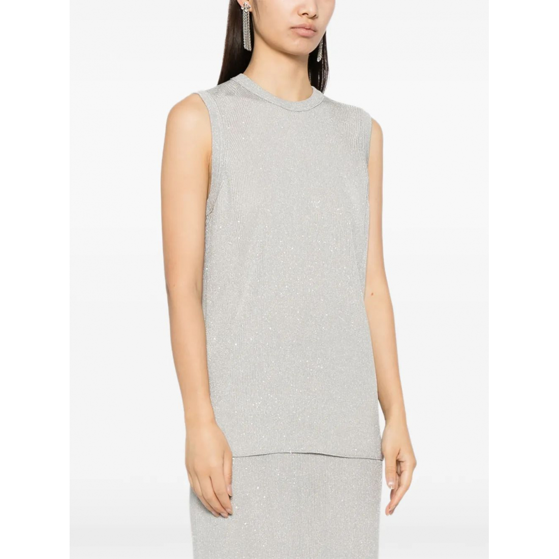 Top 'Sequin-Embellished Ribbed' pour Femmes