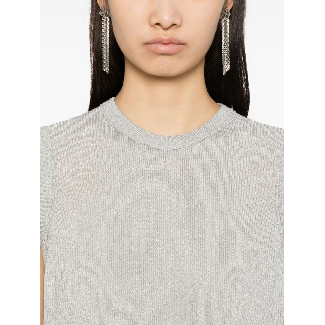 Top 'Sequin-Embellished Ribbed' pour Femmes